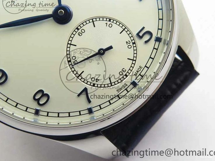 MIROTIME 0411 Packable Portuguese IW358304 ZF 1:1 Best Edition SS White Dial Blue Markers on Leather Strap A 7079